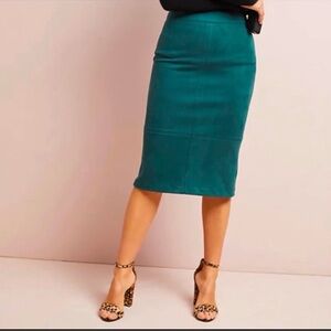 New Akemi + Kin Faux Suede Green Midi Skirt Size 6